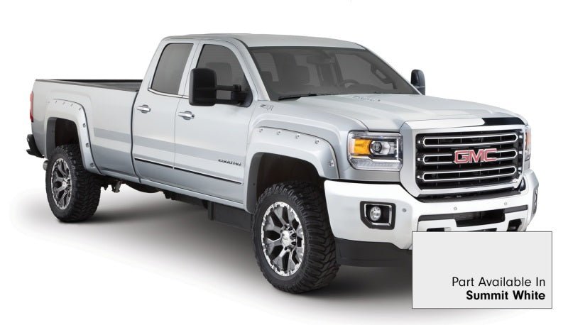 Bushwacker 16-18 GMC Sierra 2500 Fleetside Pocket Style Flares 4pc 78.8/97.6in Bed - Summit White - Crew Original