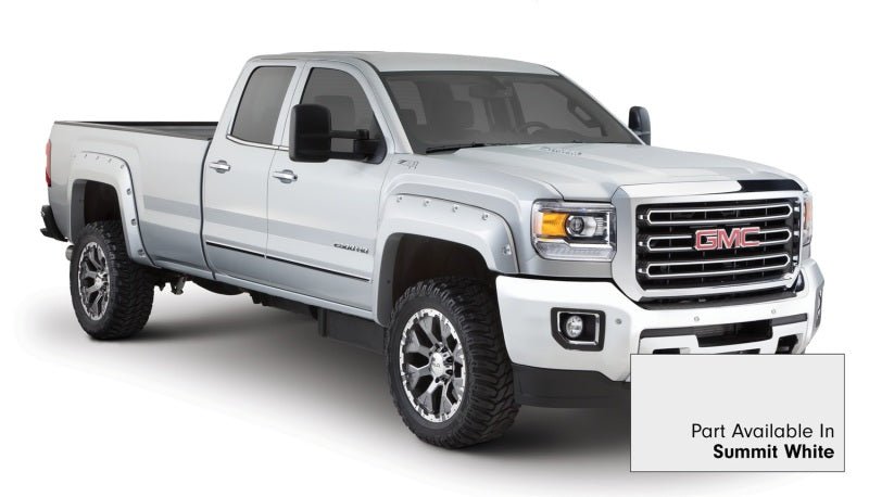 Bushwacker 16-18 GMC Sierra 2500 Fleetside Pocket Style Flares 4pc 78.8/97.6in Bed - Summit White - Crew Original