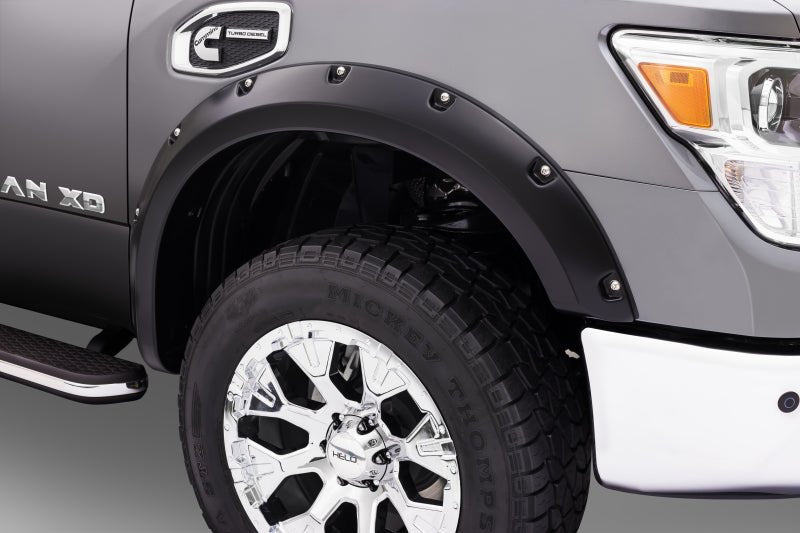 Bushwacker 16-18 Nissan Titan XD Pocket Style Flares 4pc 78.0in Bed - Black - Crew Original