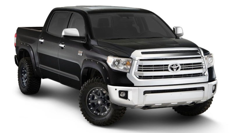 Bushwacker 16-18 Toyota Tundra Fleetside Pocket Style Flares 4pc - Midnight Black - Crew Original