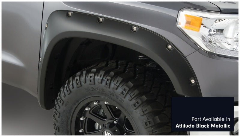 Bushwacker 16-18 Toyota Tundra Fleetside Pocket Style Flares 4pc - Midnight Black - Crew Original