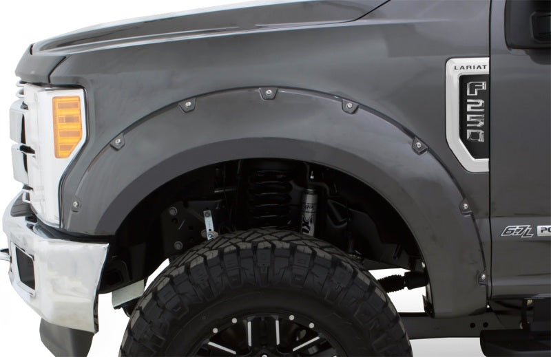 Bushwacker 17-18 Ford F-250 Super Duty Pocket Style Flares 4pc - Magnetic Grey - Crew Original