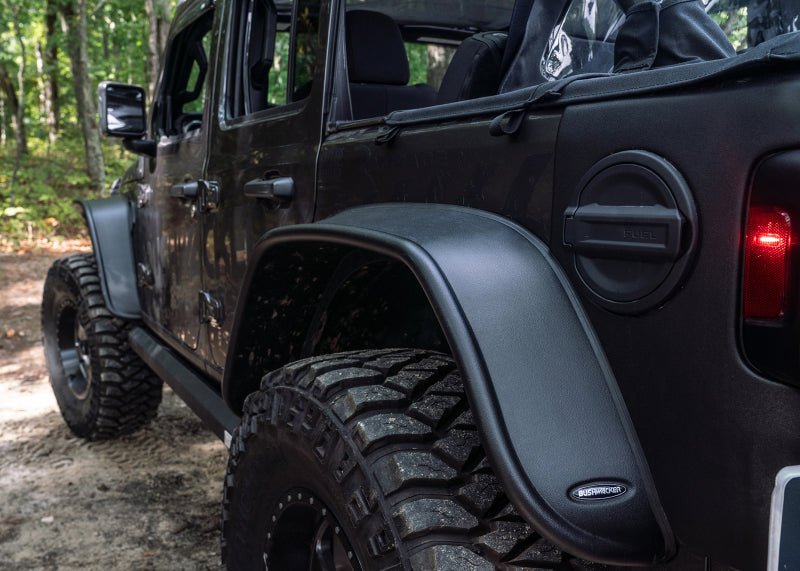 Bushwacker 2018+ Jeep Wrangler (JL) Unlimited Flat Style Flares 4pc - Black - Crew Original