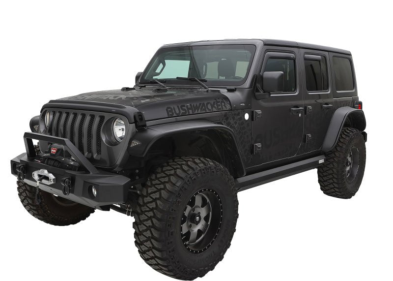Bushwacker 2018+ Jeep Wrangler (JL) Unlimited Flat Style Flares 4pc - Black - Crew Original