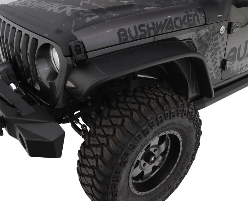 Bushwacker 2018+ Jeep Wrangler (JL) Unlimited Flat Style Flares 4pc - Black - Crew Original
