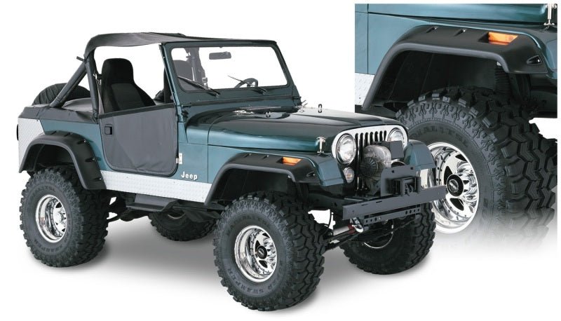 Bushwacker 59-83 Jeep CJ5 Cutout Style Flares 4pc - Black - Crew Original