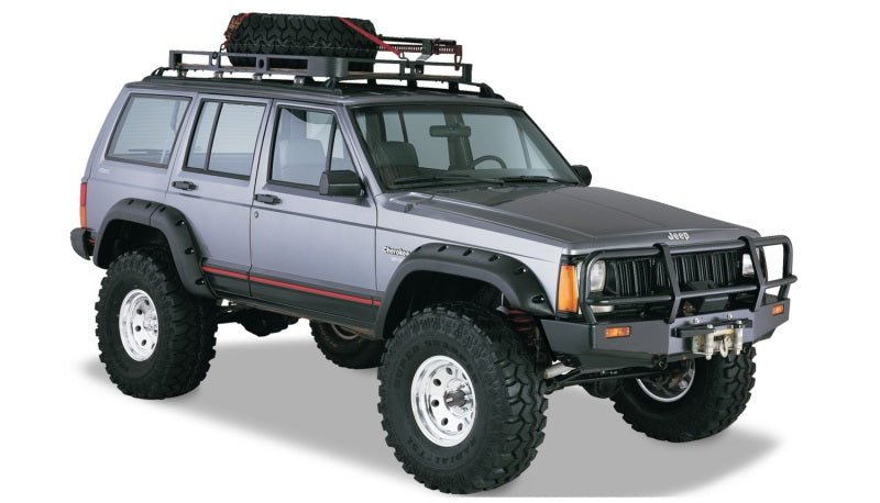 Bushwacker 84-01 Jeep Cherokee Cutout Style Flares 4pc Fits 4-Door Sport Utility Only - Black - Crew Original