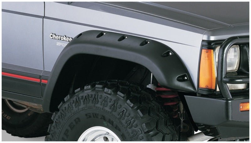 Bushwacker 84-01 Jeep Cherokee Cutout Style Flares 4pc Fits 4-Door Sport Utility Only - Black - Crew Original