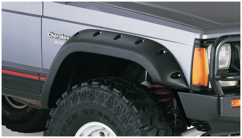 Bushwacker 84-01 Jeep Cherokee Cutout Style Flares 4pc Fits 4-Door Sport Utility Only - Black - Crew Original
