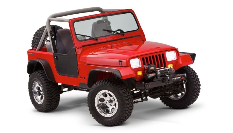 Bushwacker 87-95 Jeep Wrangler Flat Style Flares 4pc Excludes Renegade - Black - Crew Original