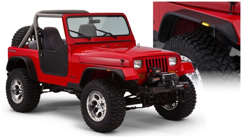 Bushwacker 87-95 Jeep Wrangler Flat Style Flares 4pc Excludes Renegade - Black - Crew Original