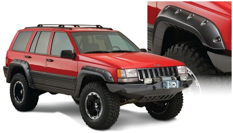 Bushwacker 93-98 Jeep Grand Cherokee Cutout Style Flares 4pc - Black - Crew Original