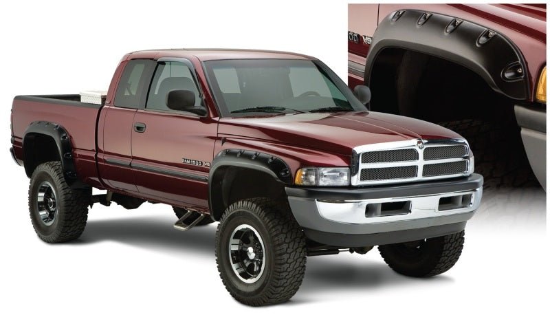 Bushwacker 94-01 Dodge Ram 1500 Fleetside Pocket Style Flares 4pc 78.0/96.0in Bed - Black - Crew Original