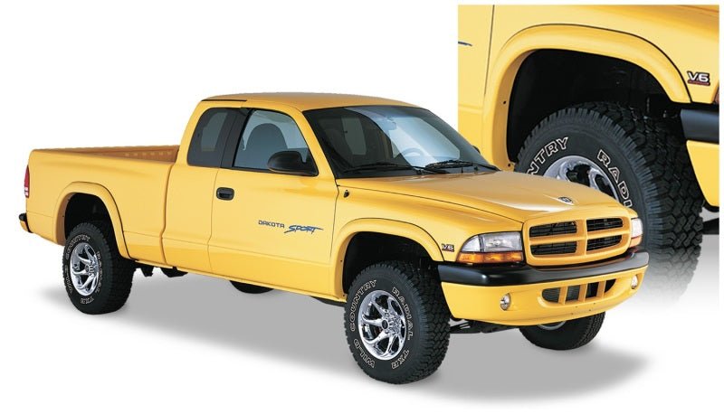 Bushwacker 97-04 Dodge Dakota Fleetside Extend-A-Fender Style Flares 4pc - Black - Crew Original