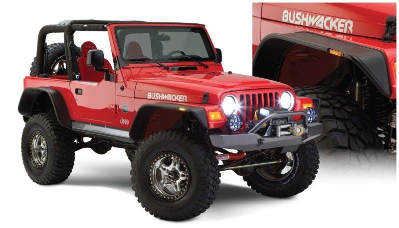 Bushwacker 97-06 Jeep Wrangler Flat Style Flares 4pc - Black - Crew Original