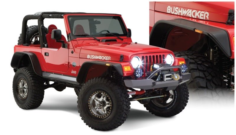 Bushwacker 97-06 Jeep Wrangler Flat Style Flares 4pc - Black - Crew Original