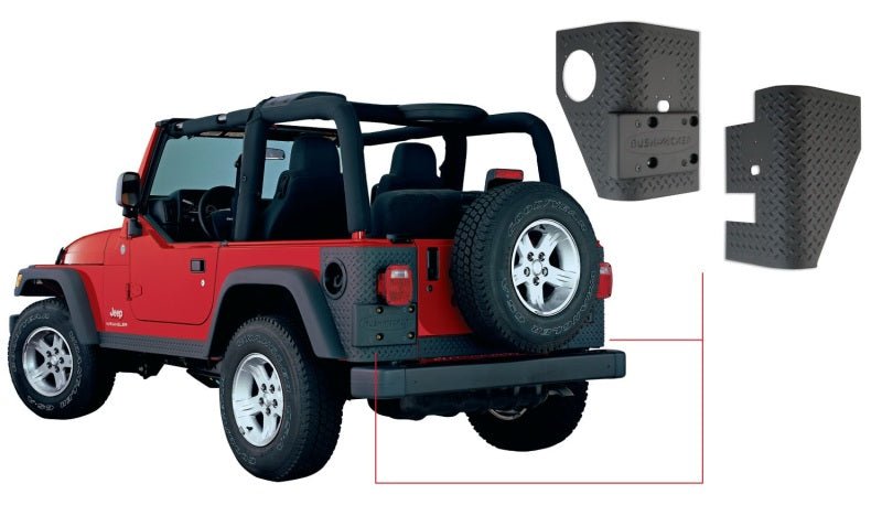 Bushwacker 97-06 Jeep Wrangler Trail Armor Rear Corners - Black - Crew Original