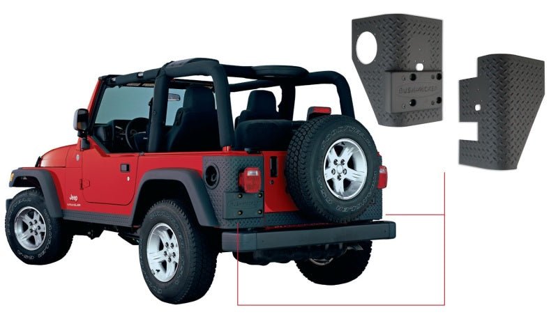 Bushwacker 97-06 Jeep Wrangler Trail Armor Rear Corners - Black - Crew Original