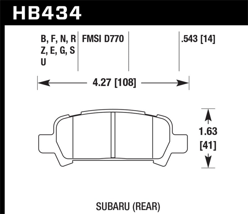 Hawk 02-03 WRX / 05-08 LGT D770 HPS Street Rear Brake Pads