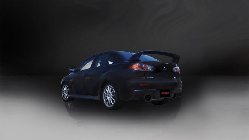 Corsa 08-14 Mitsubishi Lancer Evolution X Sedan 2.0L Black Sport Dual Rear Cat-Back Exhaust - Crew Original