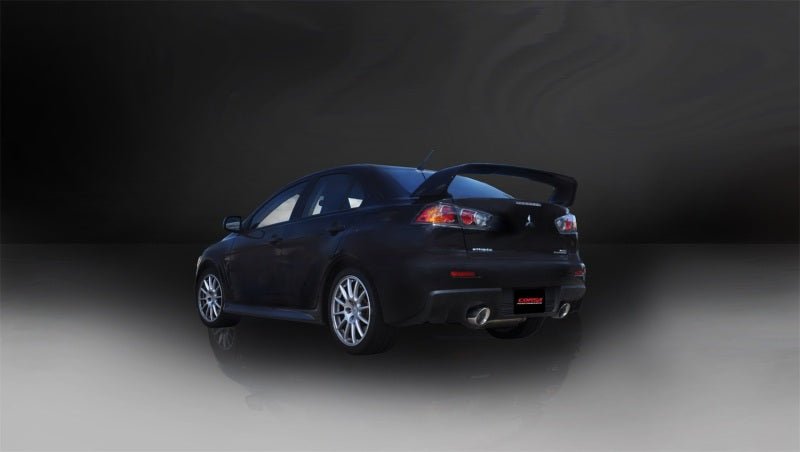 Corsa 08-14 Mitsubishi Lancer Evolution X Sedan 2.0L Polished Sport Dual Rear Cat-Back Exhaust - Crew Original
