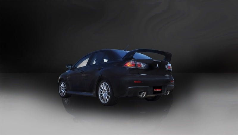 Corsa 08-14 Mitsubishi Lancer Evolution X Sedan 2.0L Polished Sport Dual Rear Cat-Back Exhaust - Crew Original