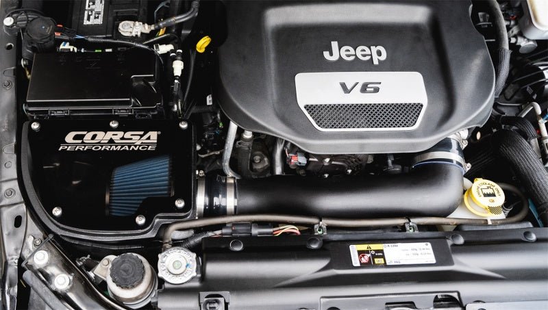 Corsa 12-18 Jeep Wrangler JK 3.6L V6 Closed Box Air Intake w/ MaxFlow 5 Oiled Filter - Crew Original