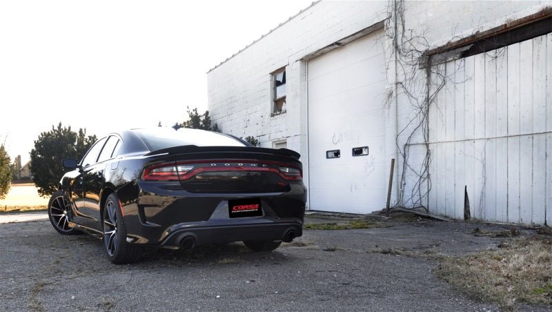 Corsa 15-16 Dodge Charger SRT / Scat Pack / R/T 6.4L Black Sport Cat-Back Exhaust - Crew Original