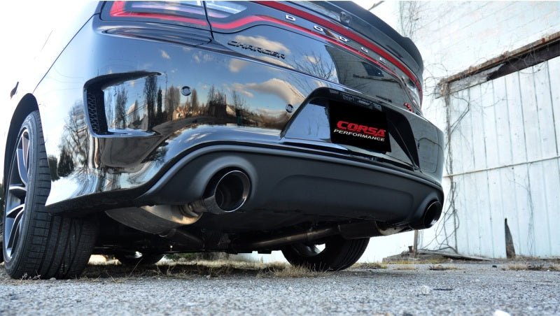 Corsa 15-16 Dodge Charger SRT/Scat Pack/R/T 6.4L Black Xtreme Cat-Back Exhaust - Crew Original