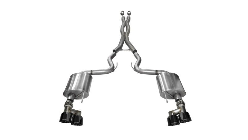 Corsa 15-16 Ford Mustang GT 5.0 3in Cat Back Exhaust Black Quad Tips (Sport) - Crew Original