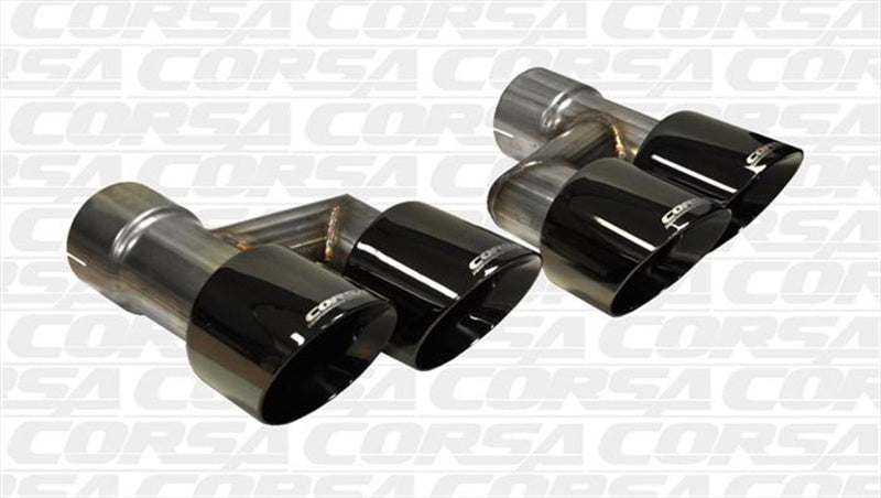 Corsa 15-16 Ford Mustang GT 5.0 Black Quad Tips Kit - Crew Original