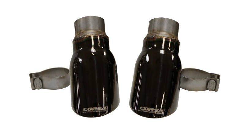 Corsa 15-17 Dodge Charger R/T Pursuit Valance 2.5in Inlet / 4in Outlet Black PVD Tip Kit - Crew Original