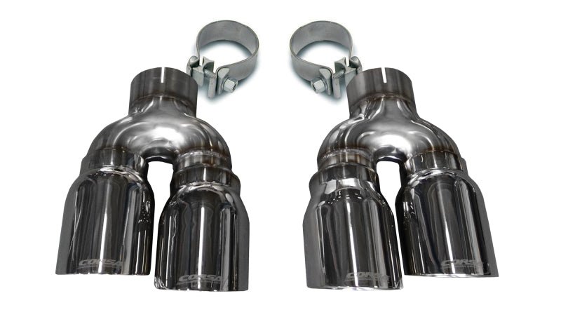 Corsa 16-18 Cadillac ATS 3.6T 4in Inlet / 4in Outlet Twin Polished Tip Kit (For Corsa Exhaust Only) - Crew Original