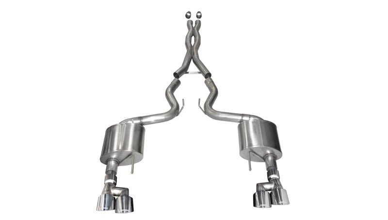 Corsa 18-19 Ford Mustang V8 5.0L 3in Cat-Back Dual Rear Exit w/ 4in Polished Pro-Series Tips - Crew Original