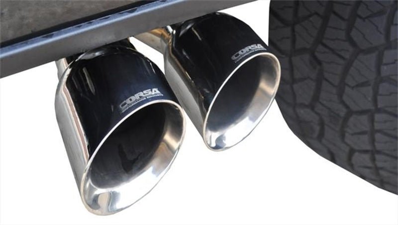 Corsa 2015 Ford F-150 5.0L V8 (Super Crew Cab) Polished Sport Single Side Dual 4in Tips CB Exhaust - Crew Original