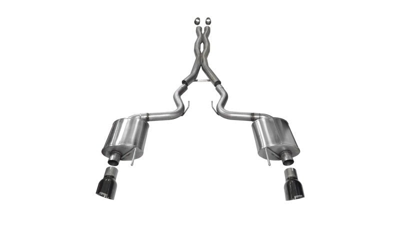 Corsa 2015 Ford Mustang GT 5.0 3in Cat Back Exhaust Black Dual Tips (Sport) - Crew Original