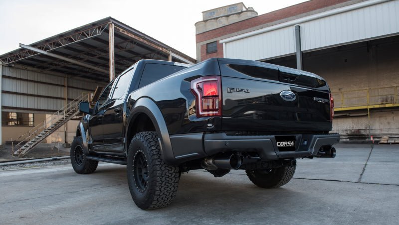 Corsa 2017 Ford F-150 Raptor 3.5L Sport Cat-Back Dual Rear Exit w/ 5in Gunmetal Tip - Crew Original