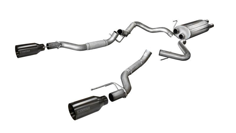 Corsa 2017 Ford F-150 Raptor 3.5L Sport Cat-Back Dual Rear Exit w/ 5in Gunmetal Tip - Crew Original