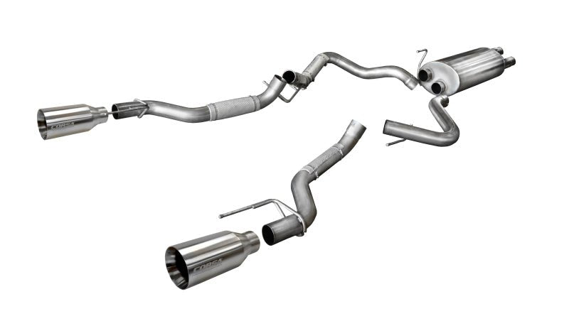 Corsa 2017 Ford F-150 Raptor 3.5L Sport Cat-Back Dual Rear Exit w/ 5in Satin Polished Tip - Crew Original