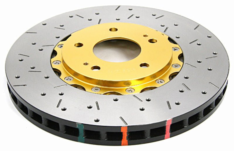 DBA 03-05 Evo 8/9 Front Drilled & Slotted 5000 Series 2 Piece Rotor Assembled w/ Gold Hat - Crew Original