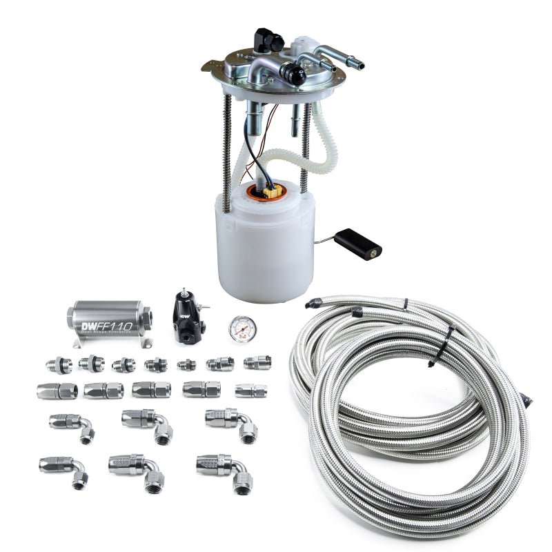 DeatschWerks 05-19 Yukon/Tahoe/Suburban DW400 Pump Module and Return SS CPE Plumbing Kit - Crew Original