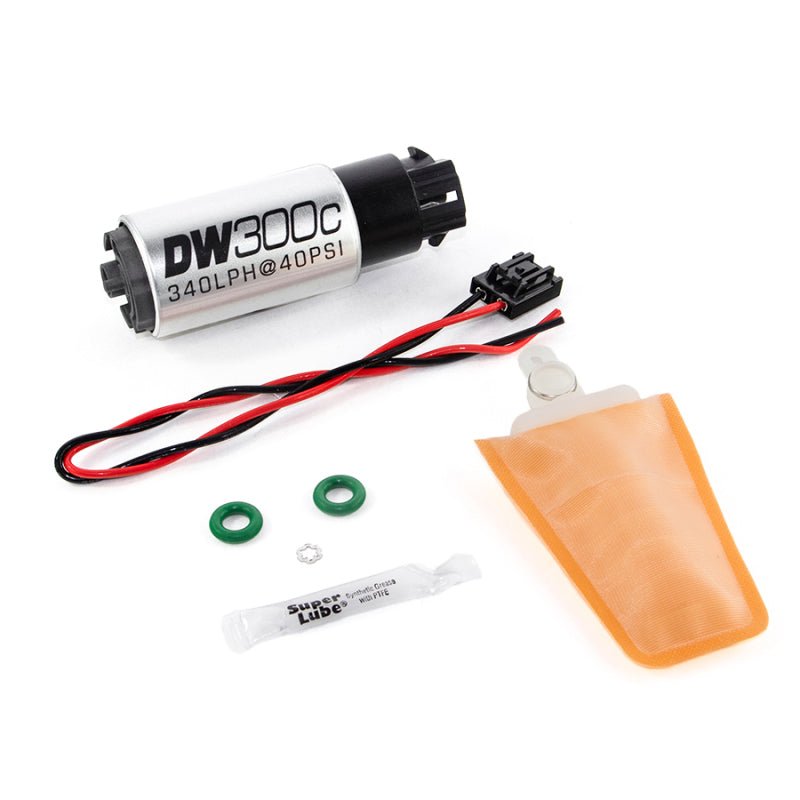 DeatschWerks 340lph DW300C Compact Fuel Pump w/ 04+ Lotus Elise/Exige Set Up Kit (w/ Mounting Clips) - Crew Original