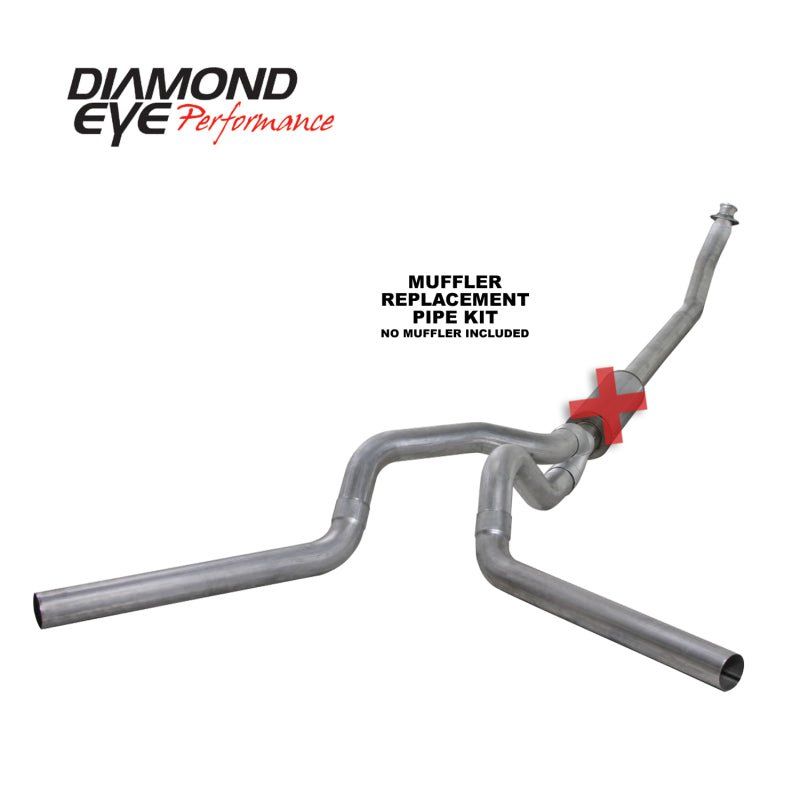 Diamond Eye KIT 4in TB MFLR RPLCMENT PIPE DUAL AL: 94-02 DODGE CUMMINS 5.9L - Crew Original