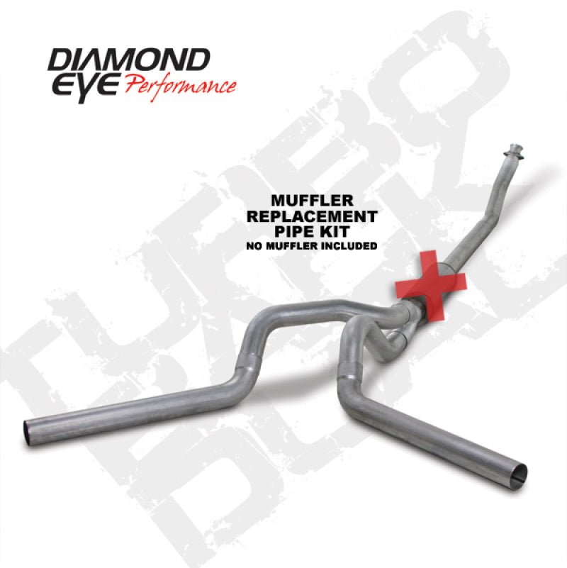 Diamond Eye KIT 4in TB MFLR RPLCMENT PIPE DUAL AL: 94-02 DODGE CUMMINS 5.9L - Crew Original