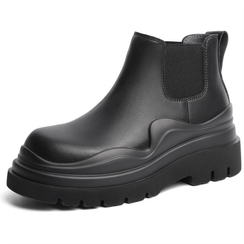 Dropshipping Custom Logo Mid Calf Chelsea Boots Women Shoes Chunky Fashion Pink Luxury Leather Boots for Ladies - Crew Original