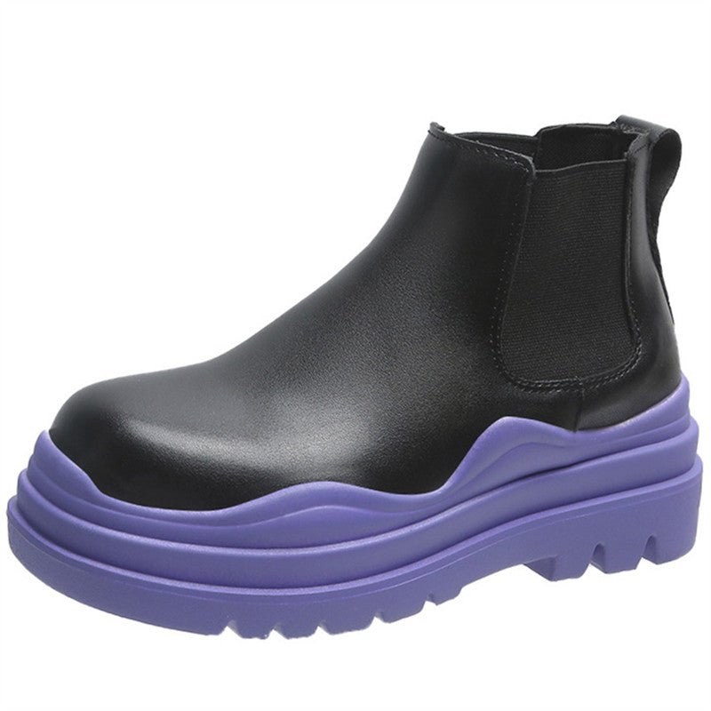 Dropshipping Custom Logo Mid Calf Chelsea Boots Women Shoes Chunky Fashion Pink Luxury Leather Boots for Ladies - Crew Original