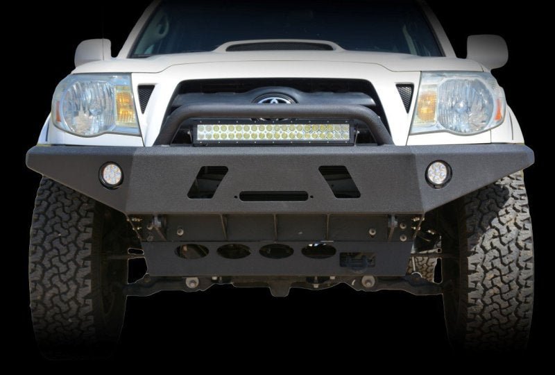 DV8 Offroad 05-15 Toyota Tacoma Front Bumper Winch Ready - Black Powdercoat - Crew Original