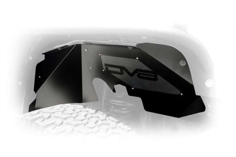 DV8 Offroad 07-18 Jeep Wrangler JK Front Aluminum Inner Fender - Black - Crew Original