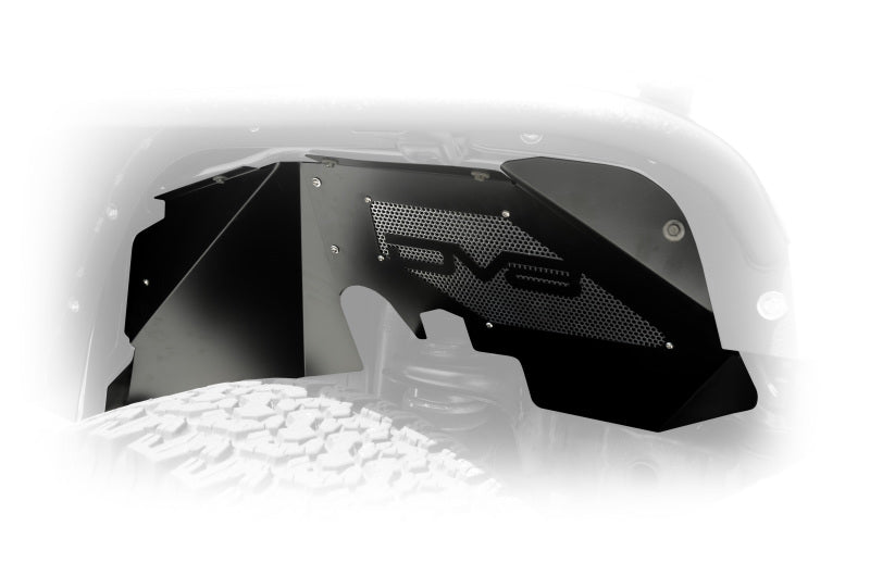 DV8 Offroad 07-18 Jeep Wrangler JK Front Aluminum Inner Fender - Black - Crew Original