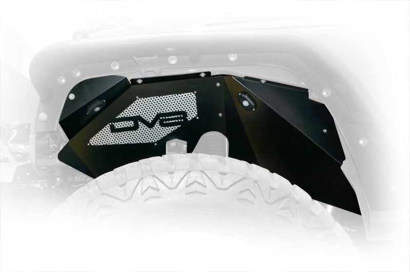 DV8 Offroad 07-18 Jeep Wrangler JK Front Aluminum Inner Fender w/ Rock Lights - Black - Crew Original